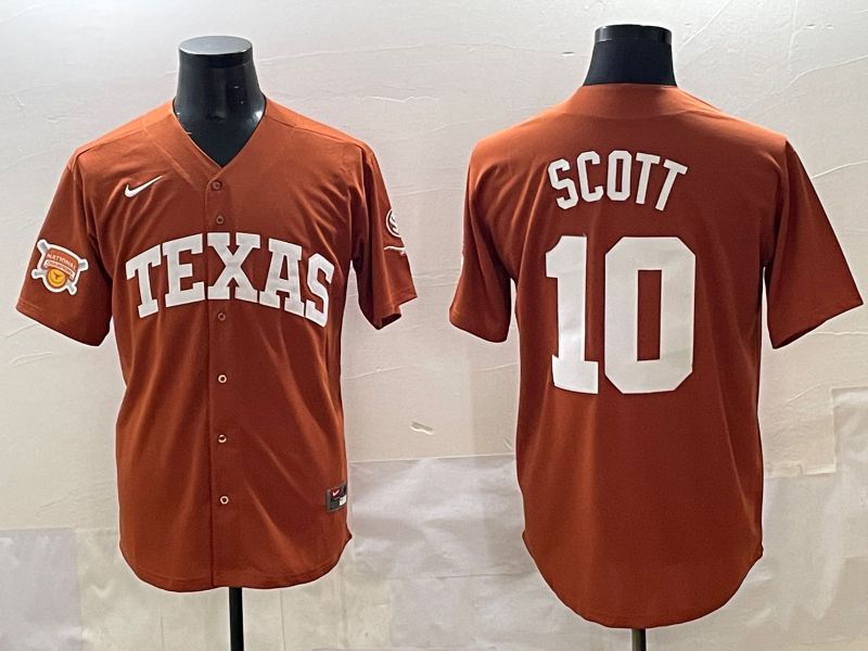 Men Texas Longhorns #10 Scott brown Nike joint Name NCAA 2025 Jersey style 40->ncaa teams->NCAA Jersey
